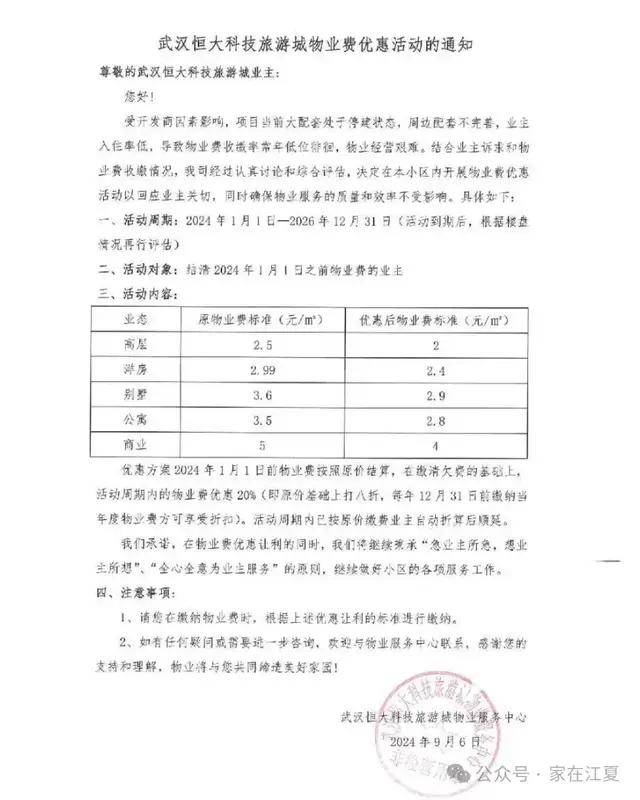 武汉江夏这个小区，也开始降物业费了！