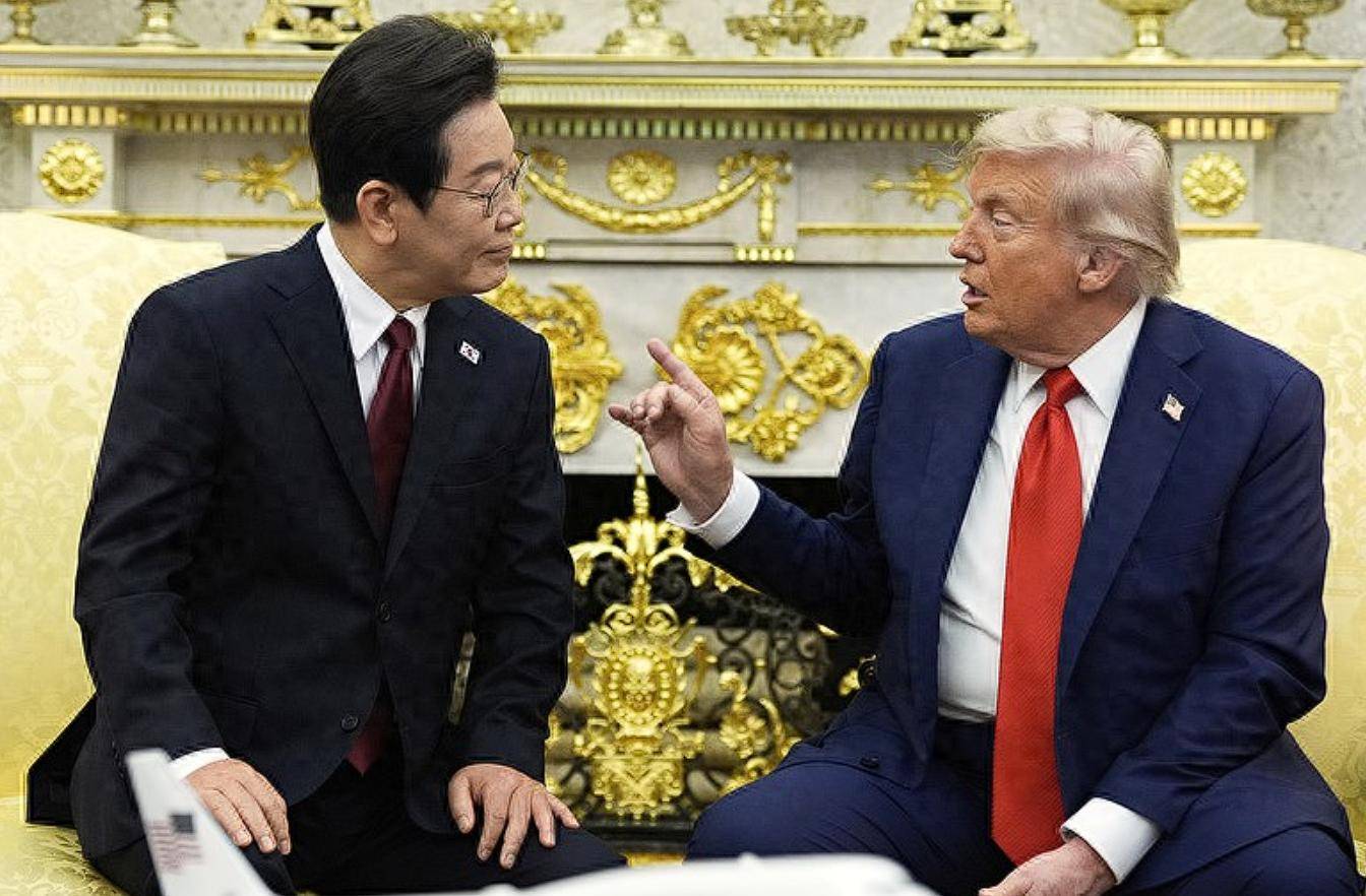行程结束，李在明登机离美，要么联美反华，要放弃领土，临走前送中方15个字！