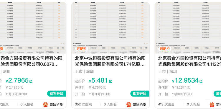 阳光保险6.74亿股内资股法拍，牵出“阜兴系”70亿旧案