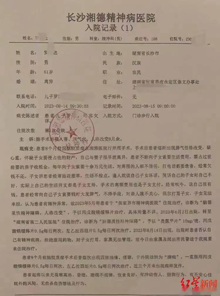 证明，说父亲肯定有精神病啊，不然自己作为儿子，怎么能把他送进医院？