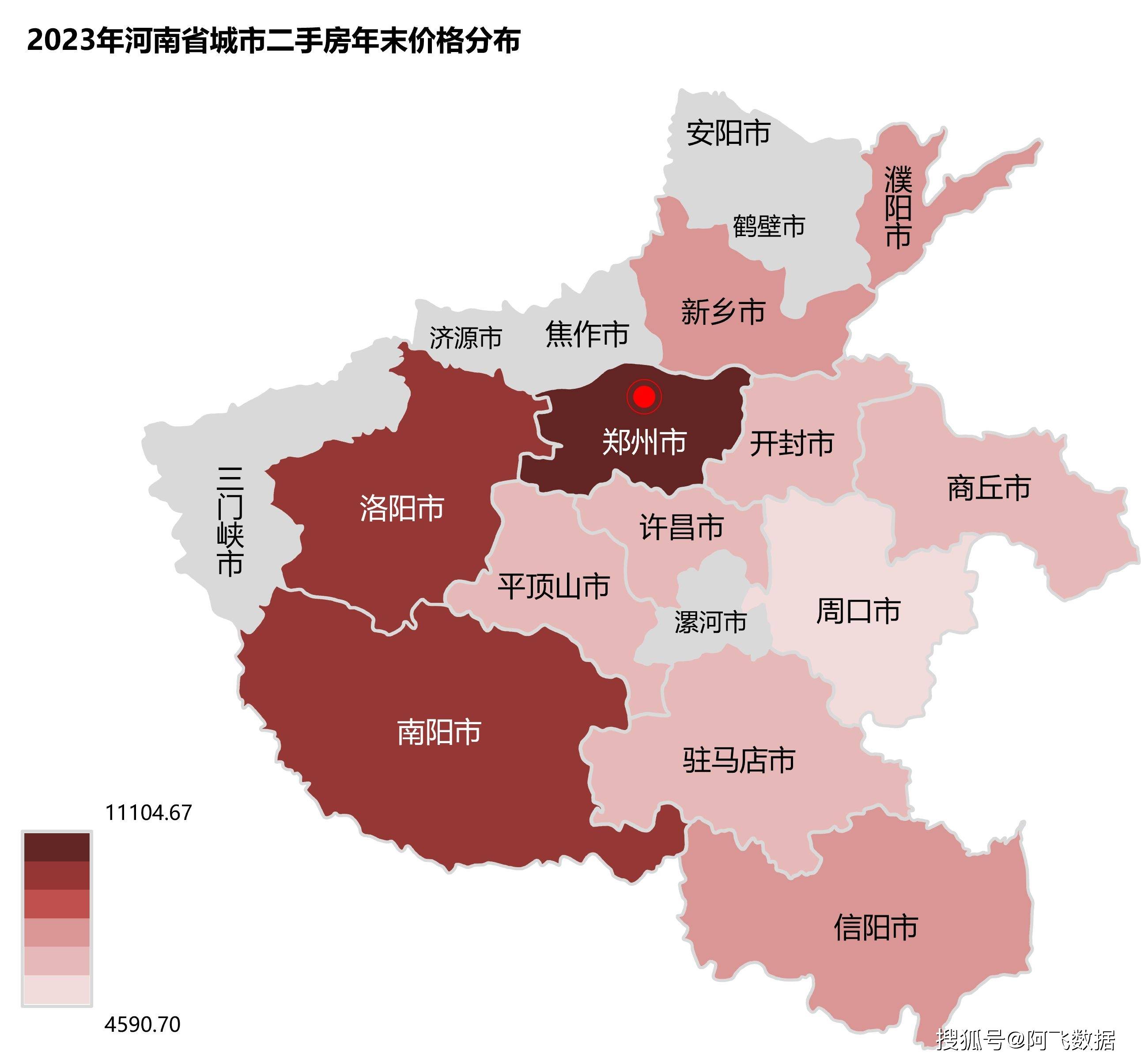 2023年河南省各城市二手房价格普跌