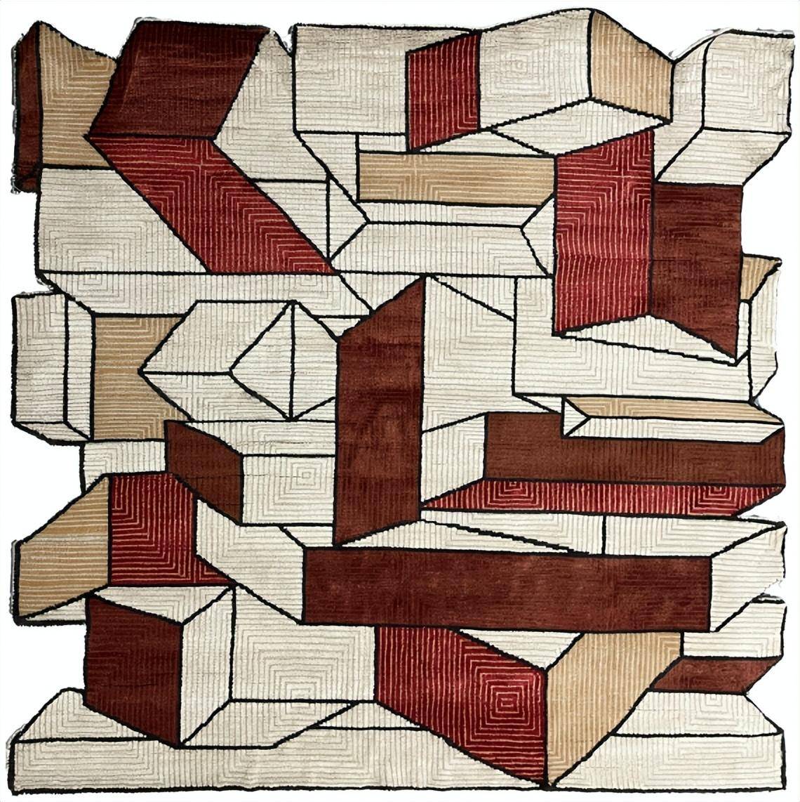 新西兰羊毛 精纺竹丝作品尺寸:183x183cm制作工艺:进口纯手工编织打结