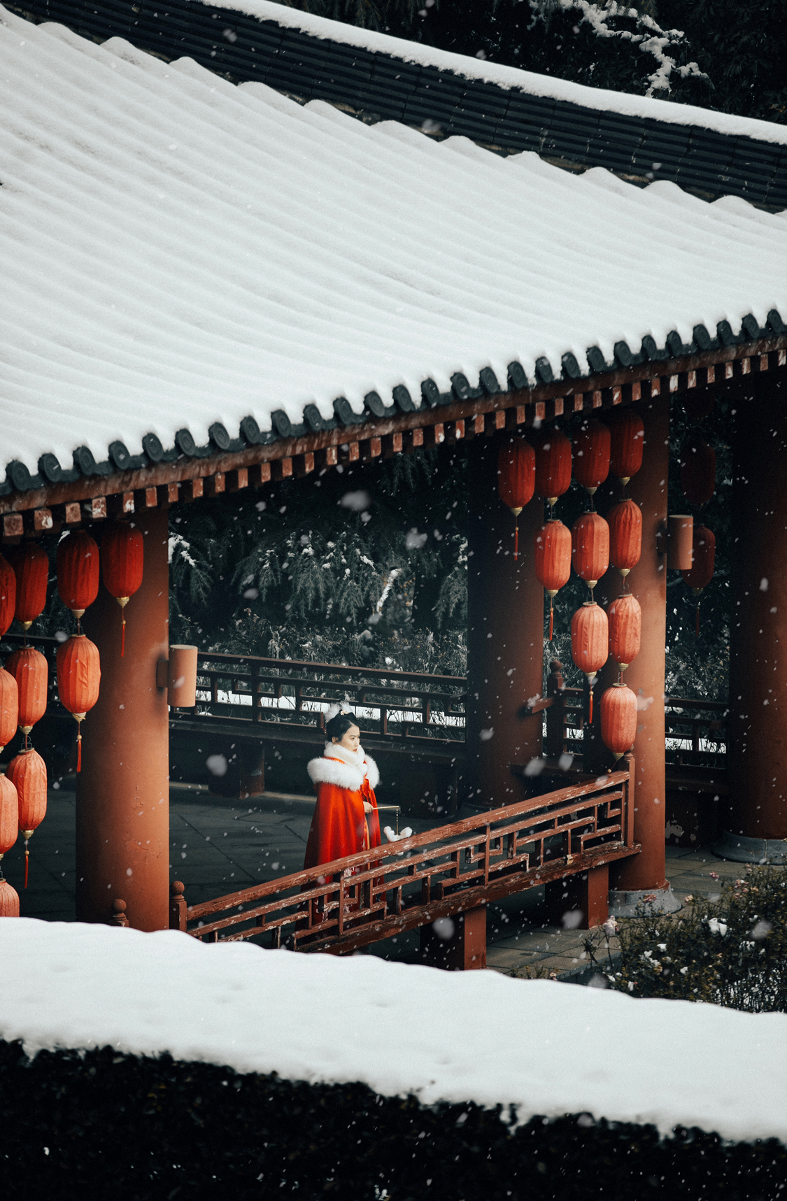 凉亭雪景图片