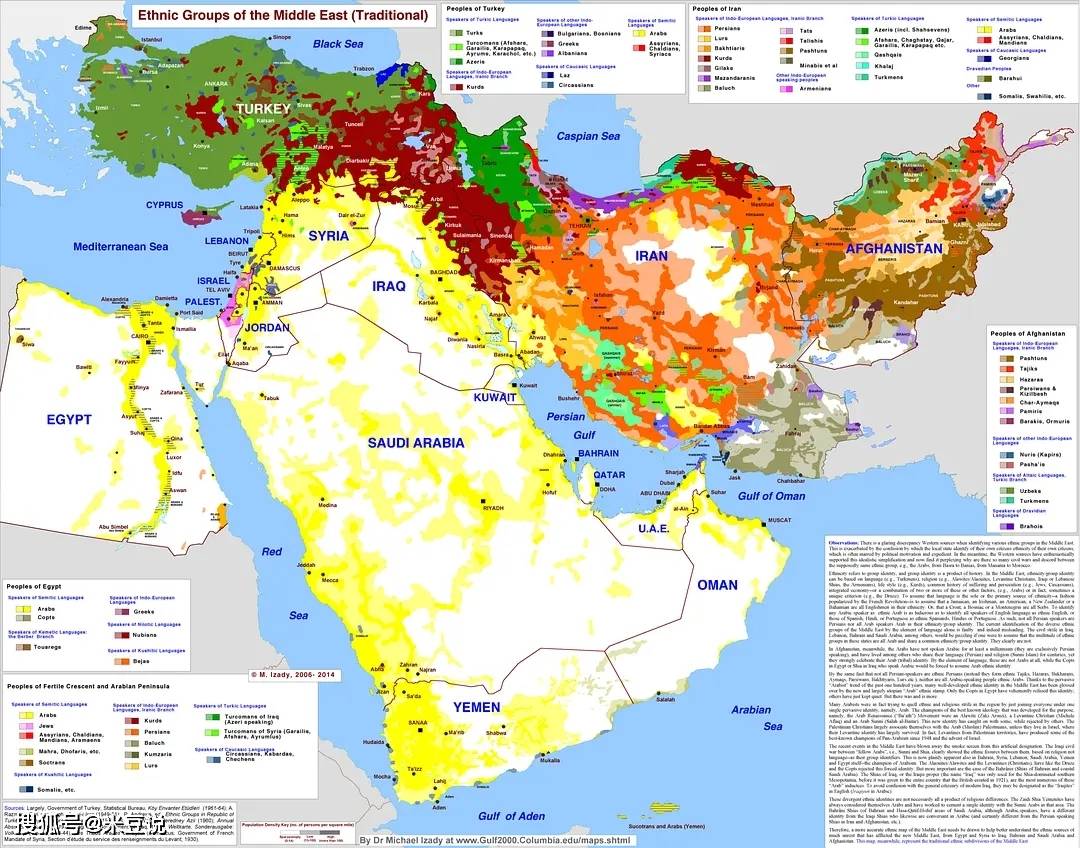 中东人种分布图图片