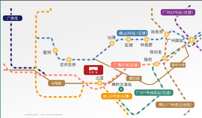 裕和東路,廣佛江珠高速,廣臺高速,廣珠西線,東新高速一城軌:廣佛環線