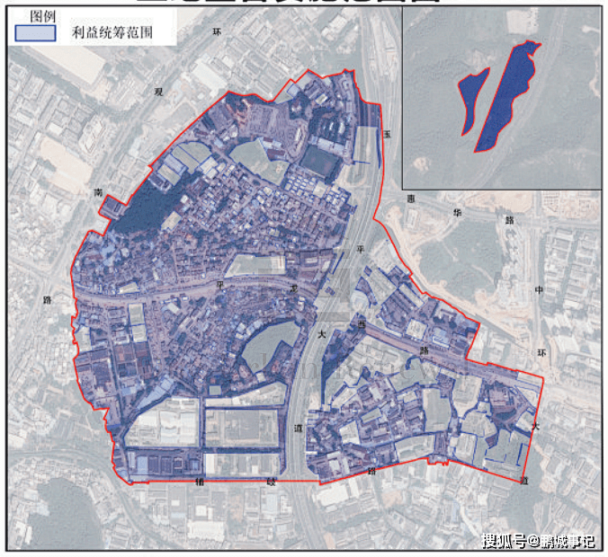 區域位置圖項目位於龍崗區平湖街道輔城坳社區,利益統籌範圍面積