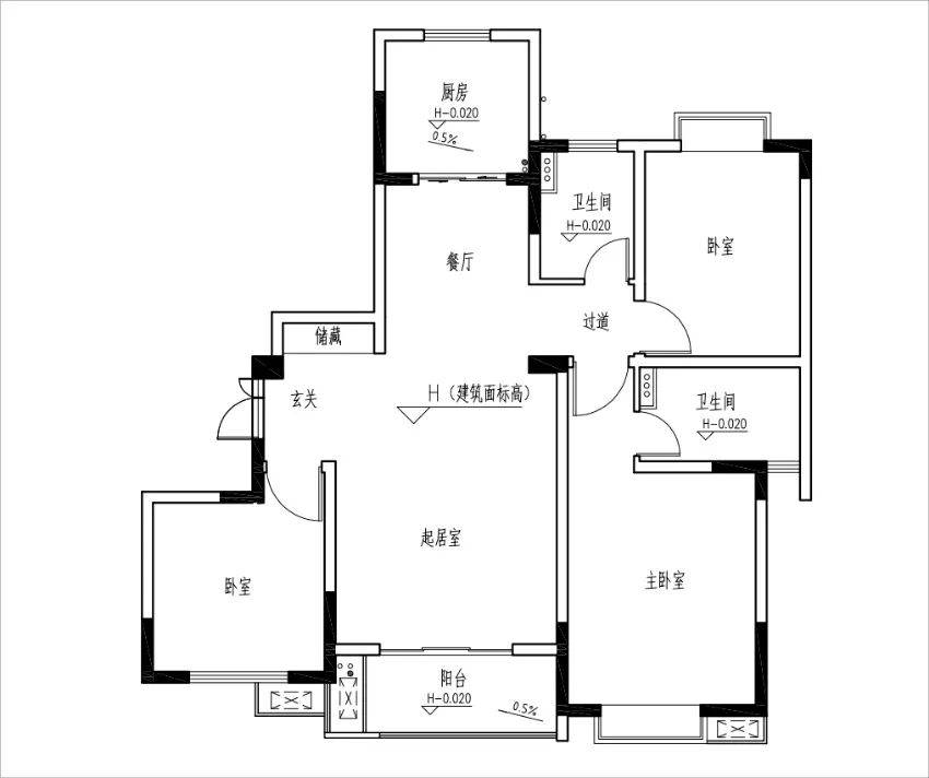 面积约65㎡一室一厅一卫】【建筑面积约61㎡一室一厅一卫】全新户型图