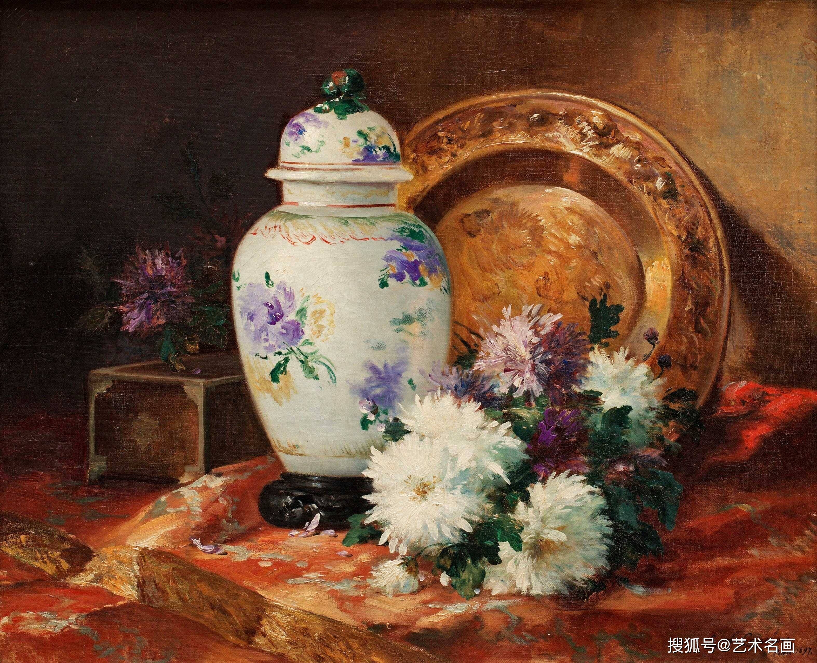 唯美的花卉油画︱法国艺术家eugene henri cauchois绘画作品