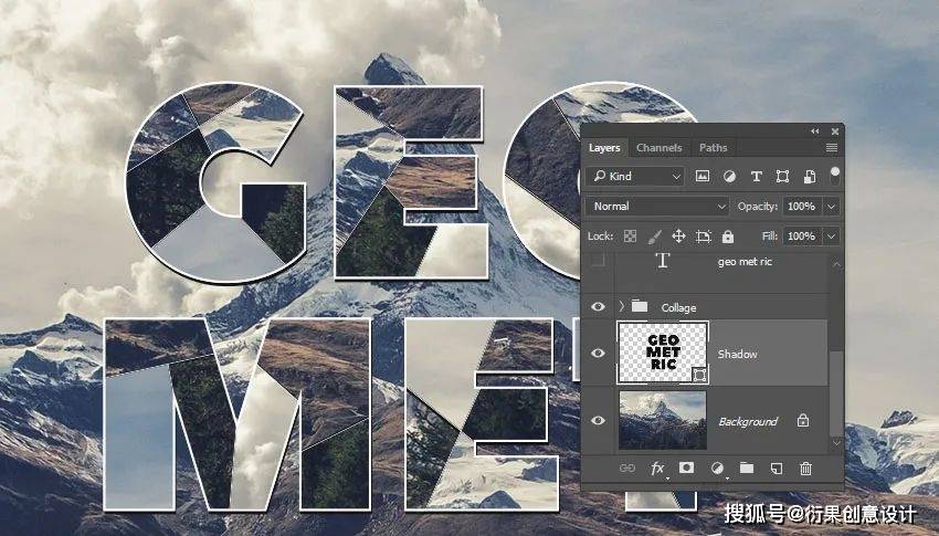 ps软件技巧,几何拼贴字效_文本_图层_工具