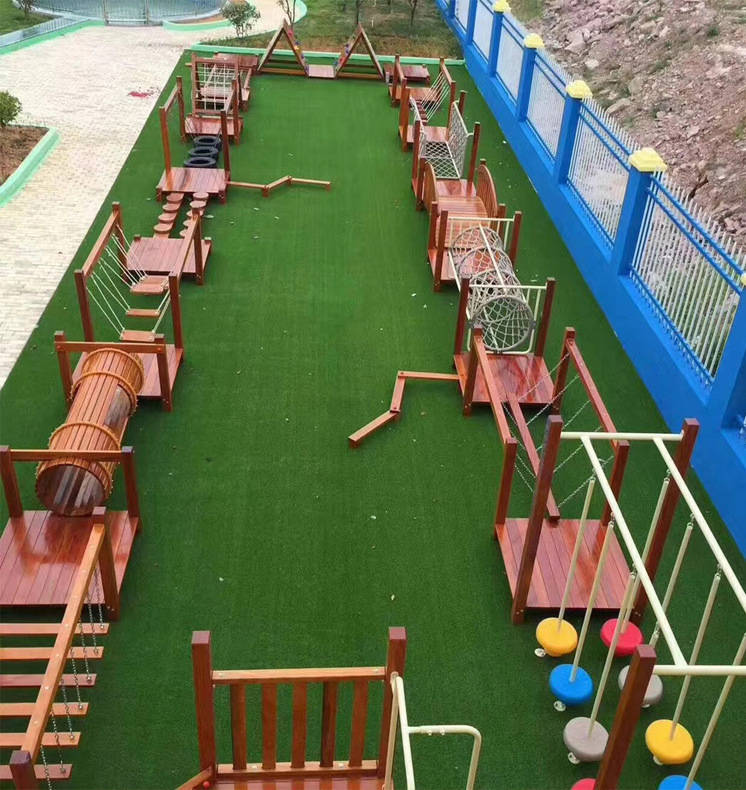 幼儿园户外玩具感统训练器材教学室外攀爬架荡桥木质大型滑梯钻洞