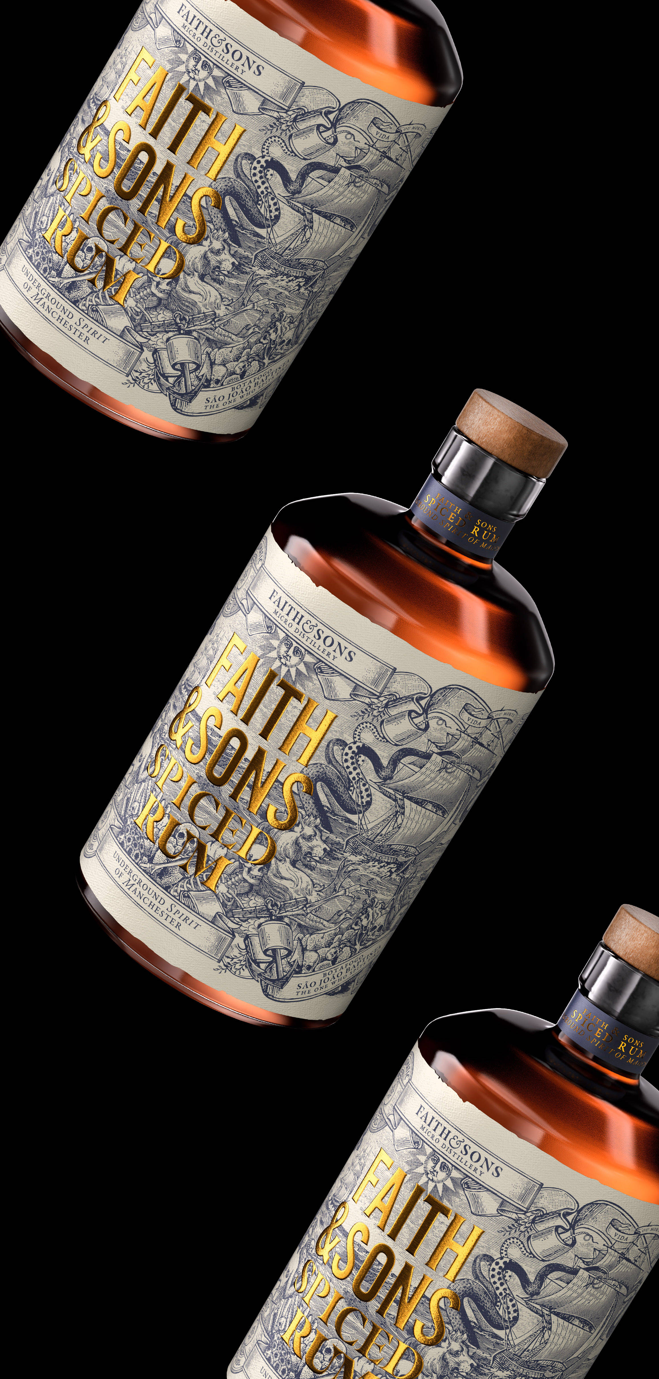 高端光瓶酒包装设计通过超精细化手绘塑造品牌故事