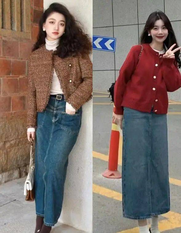冬天穿"牛仔裙"才时髦,搭配这4种上衣,提升气质添魅力_时尚_造型_外套