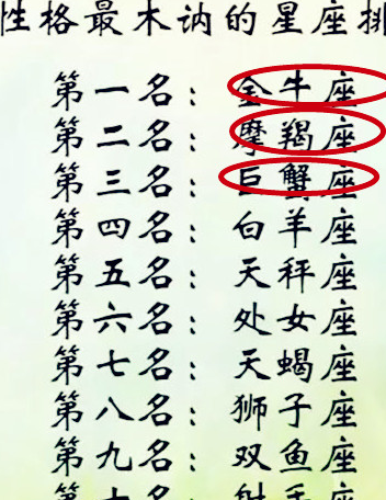 性格最木讷的星座排行,金牛座排名第一,你的星座呢