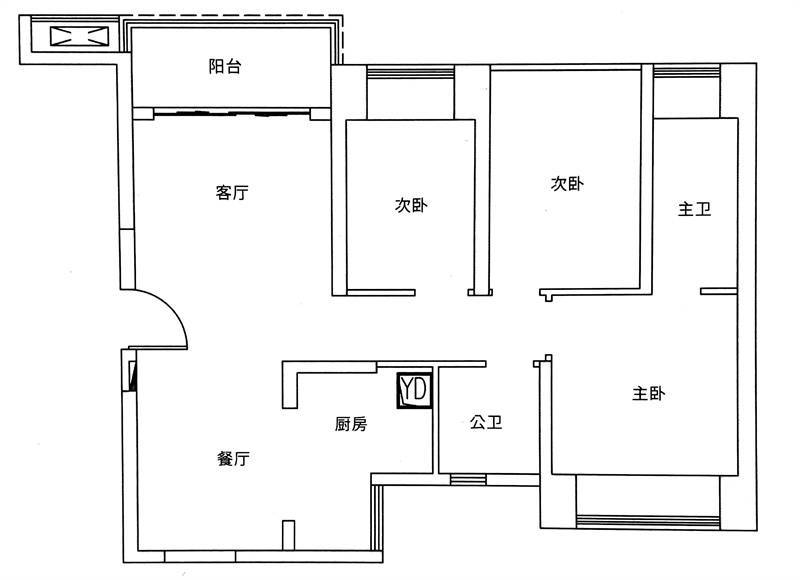 cad原始户型图带尺寸图片