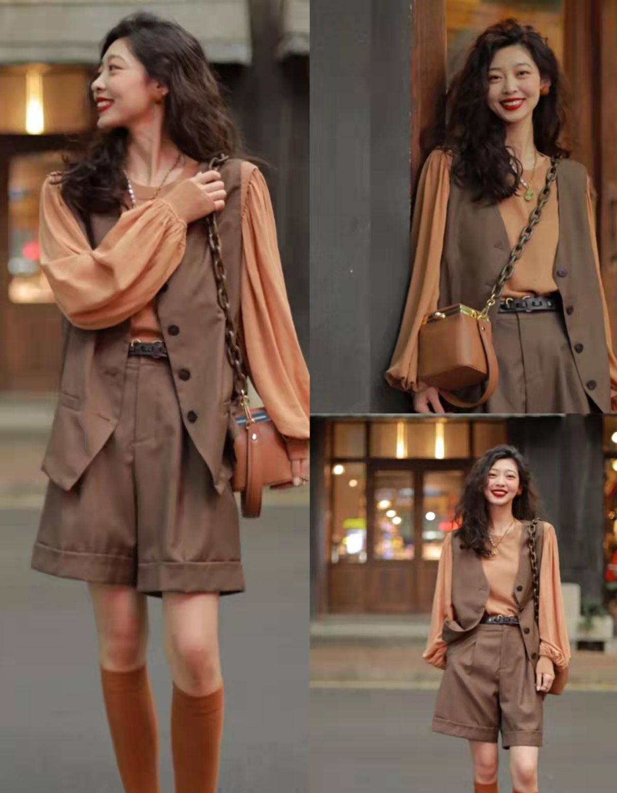 "棕色"这样穿巨显气质,又被狠狠美到_马甲_文艺_衬衫