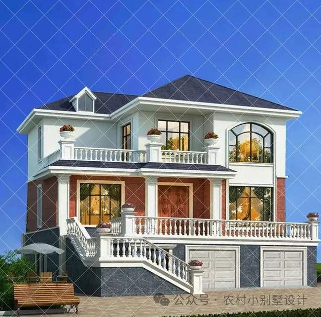 20款带架空层自建房别墅,梅雨天让你