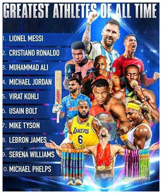 乔丹,泰森登榜史上十大顶级运动员!德约遗憾落选,惹