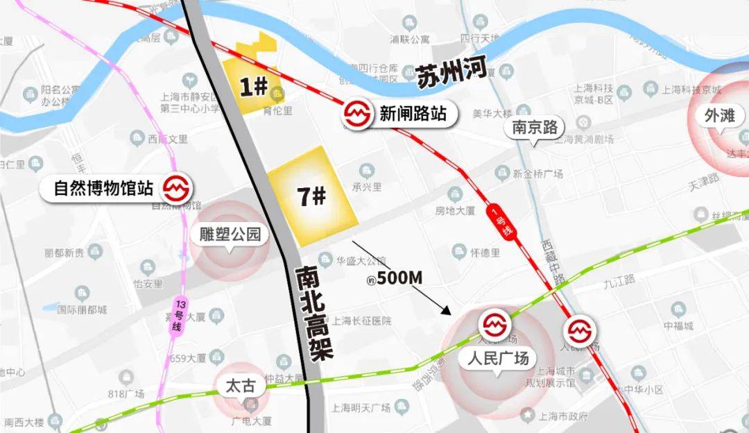 1#地块四至范围:东至新桥路,南至新闸路,西至成都北路,北至成都北路