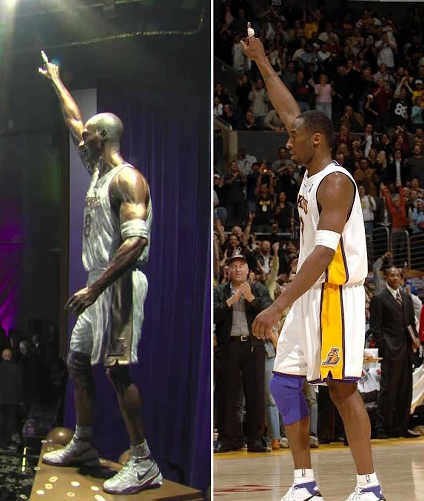 值得一提的是,本场比赛开打前,湖人刚刚揭幕了身披8号球衣科比