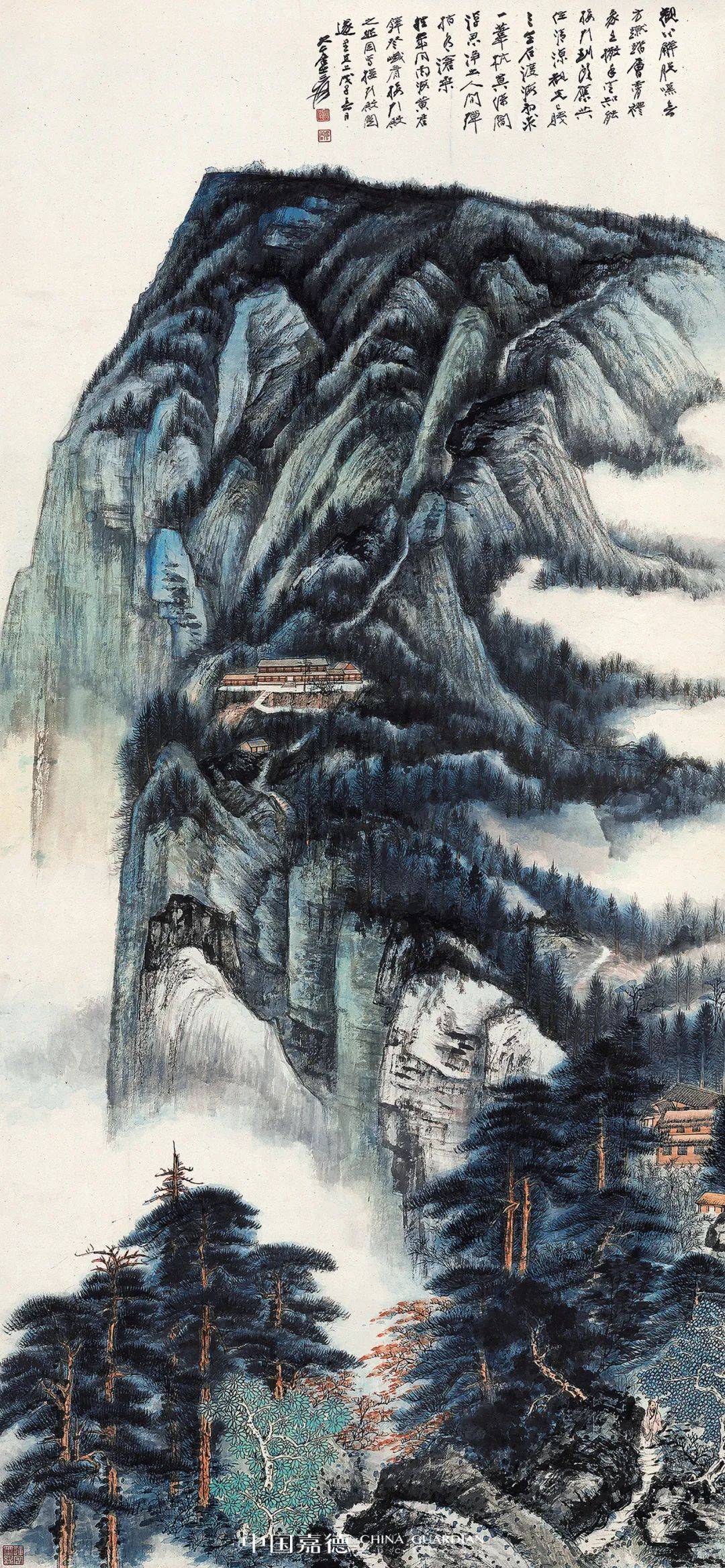 张大千盛年山水巅峰之作《峨眉接引殿》|中国嘉德拍卖2024年征集参考