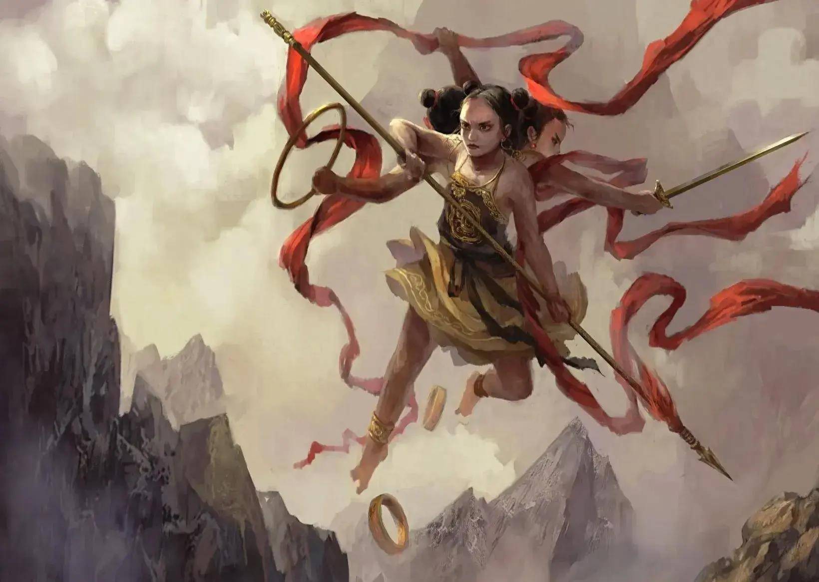 叫李靖的仙人被赋予了育婴之能,他从一朵莲花中诞生出了一个三头六臂