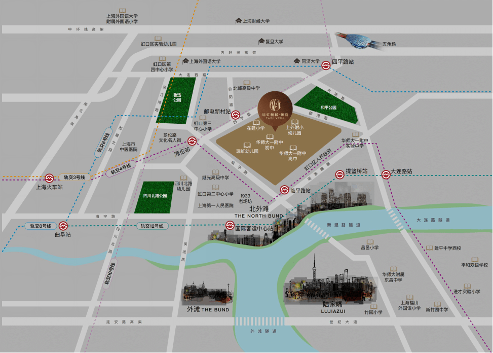 8号线,10号线,12号线,19号线(规划中)四,周边商圈虹口足球场—龙之梦