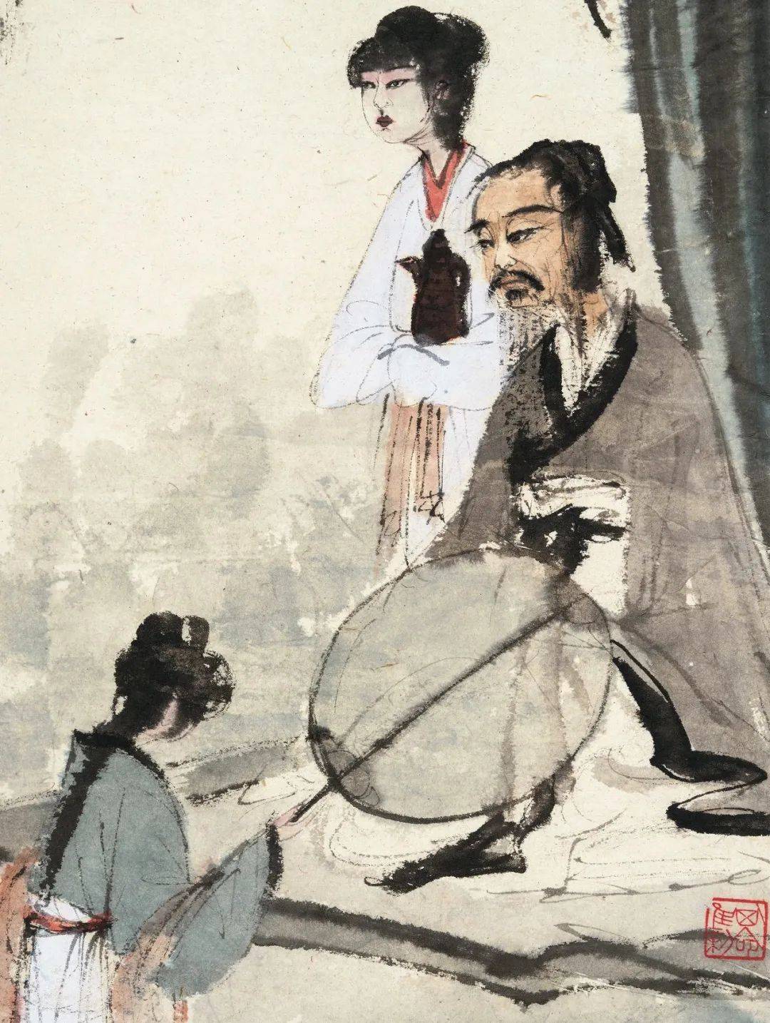 北京保利拍卖2024年征集:傅抱石重庆金刚坡时期代表作《消夏图》_人物