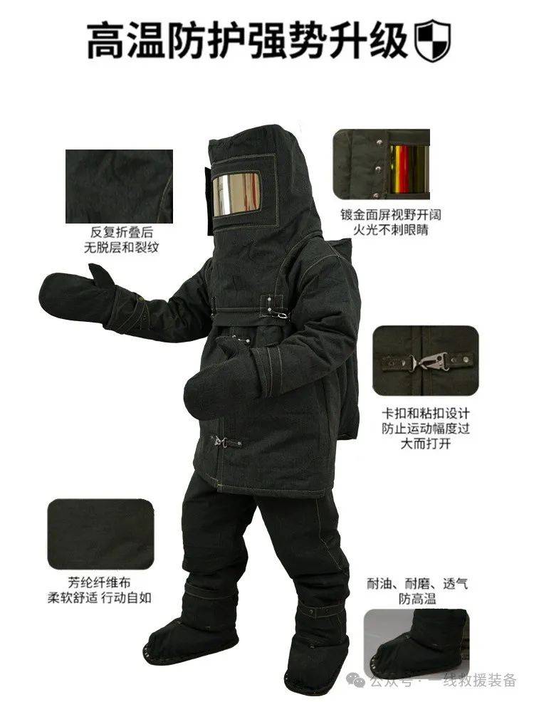 高温防护强势升级,碳纤维防火布面料,承受1000℃高温,消防避火服仍不