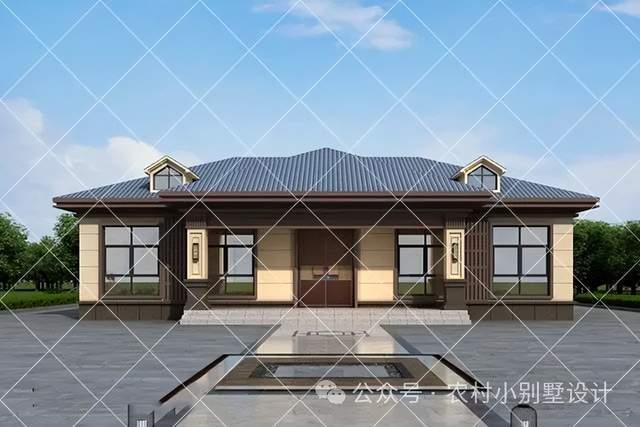 2024新年流行爆款一层新中式自建房别墅,父母养老一层新中式别墅_农村