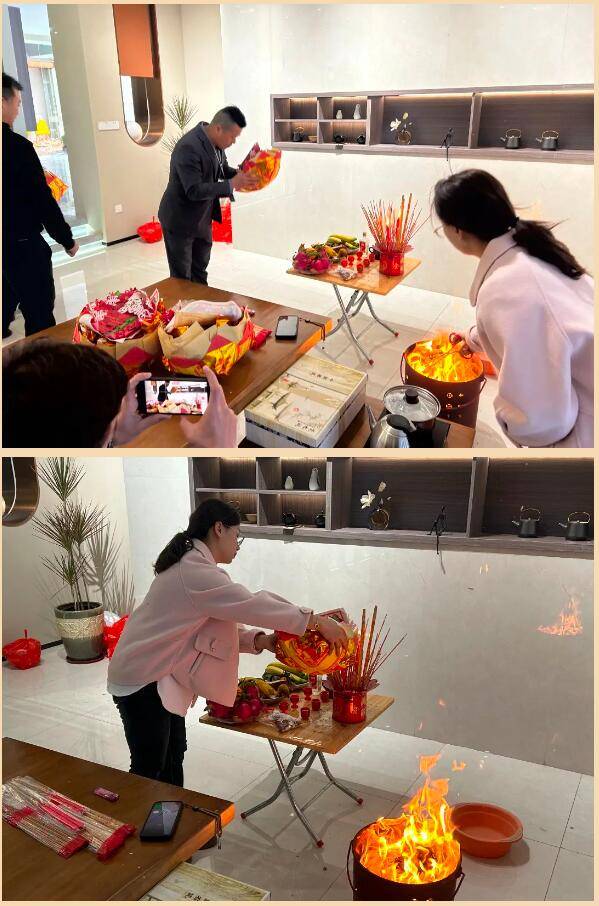 祝愿公司:货如轮转,蒸蒸日上,事业兴旺大家虔诚的为今年拜神祈福各