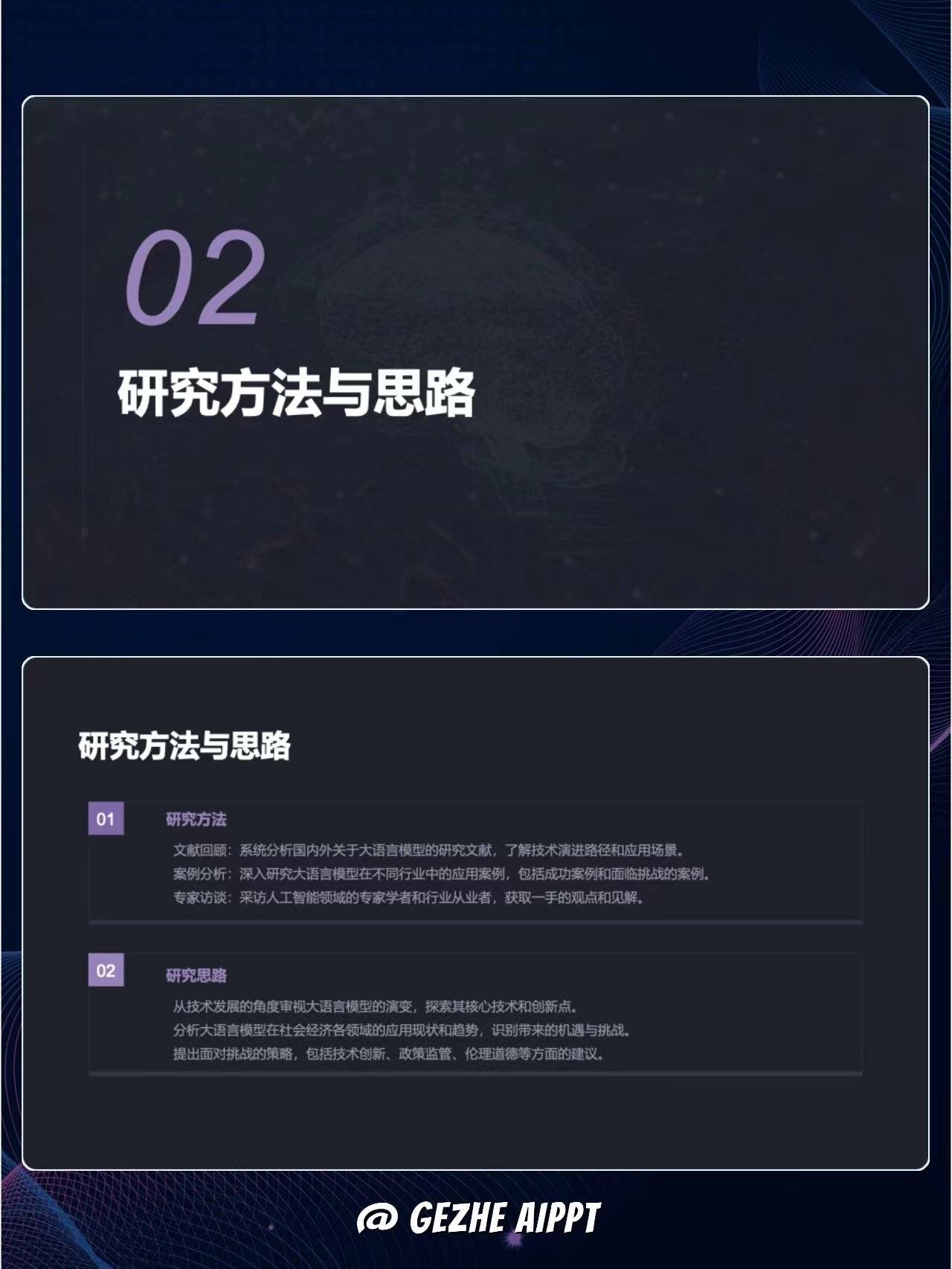 论文答辩:大语言模型时代的社会机遇与挑战 ppt案例_内容_进行_模板