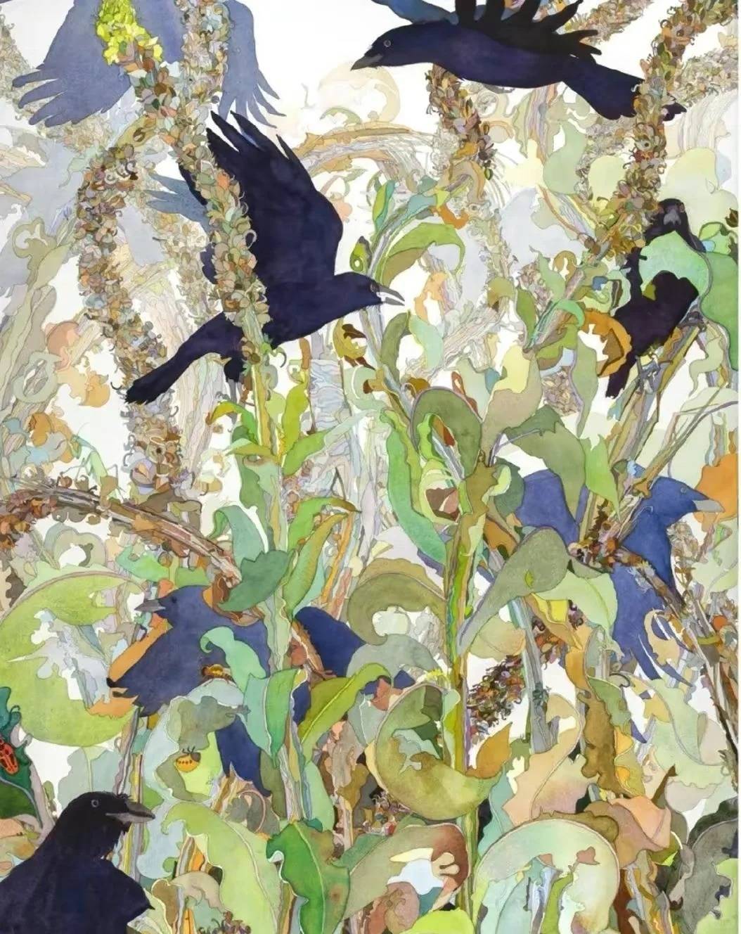 这组水彩花鸟画,很惊艳!_综合_文苑_文化