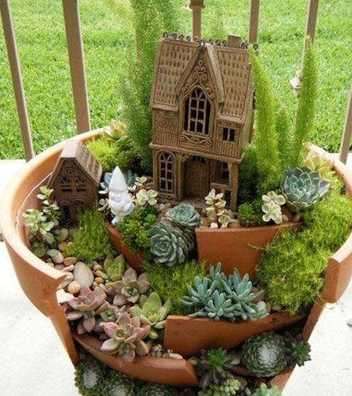 失手打碎了花盆,种上多肉变盆景,价值翻了20倍_造景_营养_意境