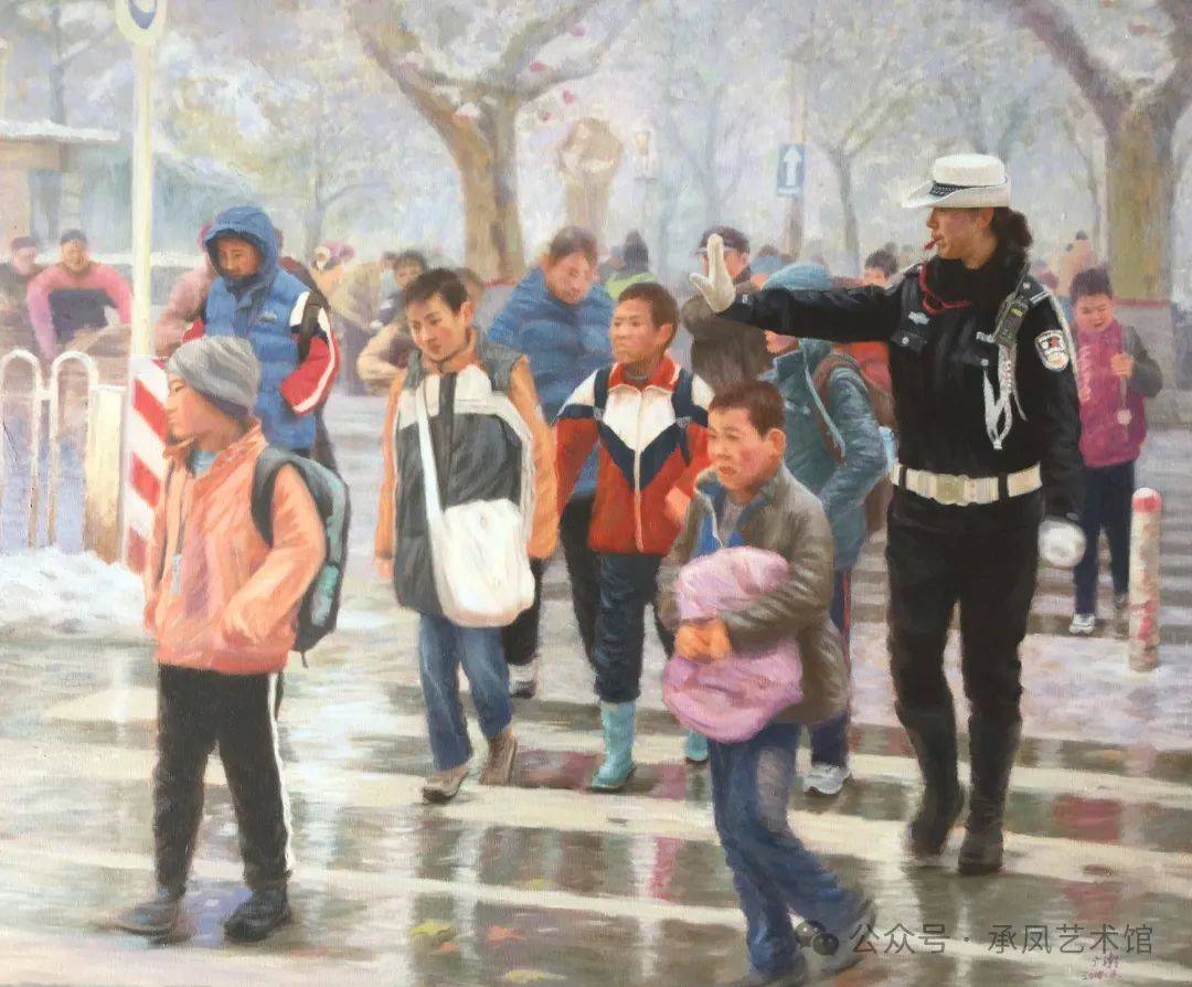 放学路上 97x130cm 布面油画 2016年七色光.