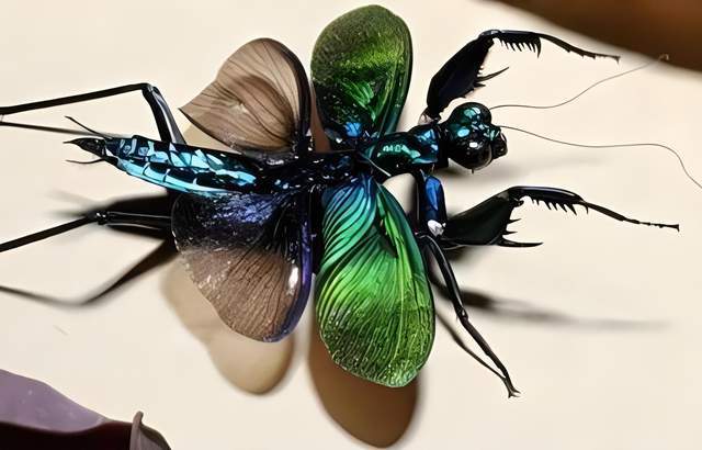 【动物趣谈】大自然中奢华炫酷的掠食者——金属螳螂_昆虫_腹部_翅膀