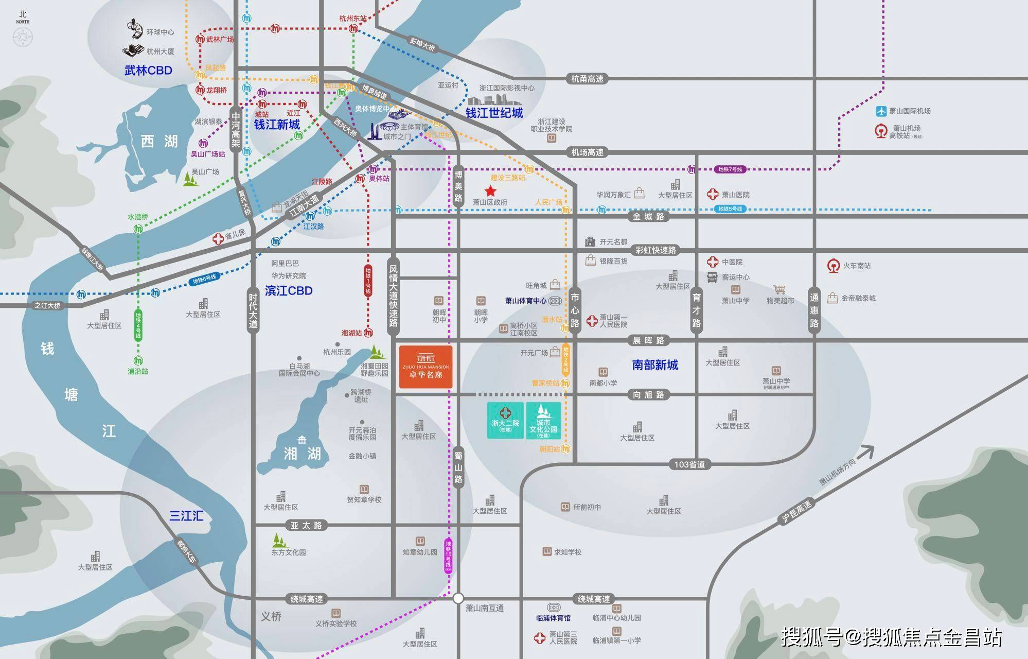 卓华名座,位于奥体南核心,湘湖景区东侧,浙二医院(萧山院区)旁,地理