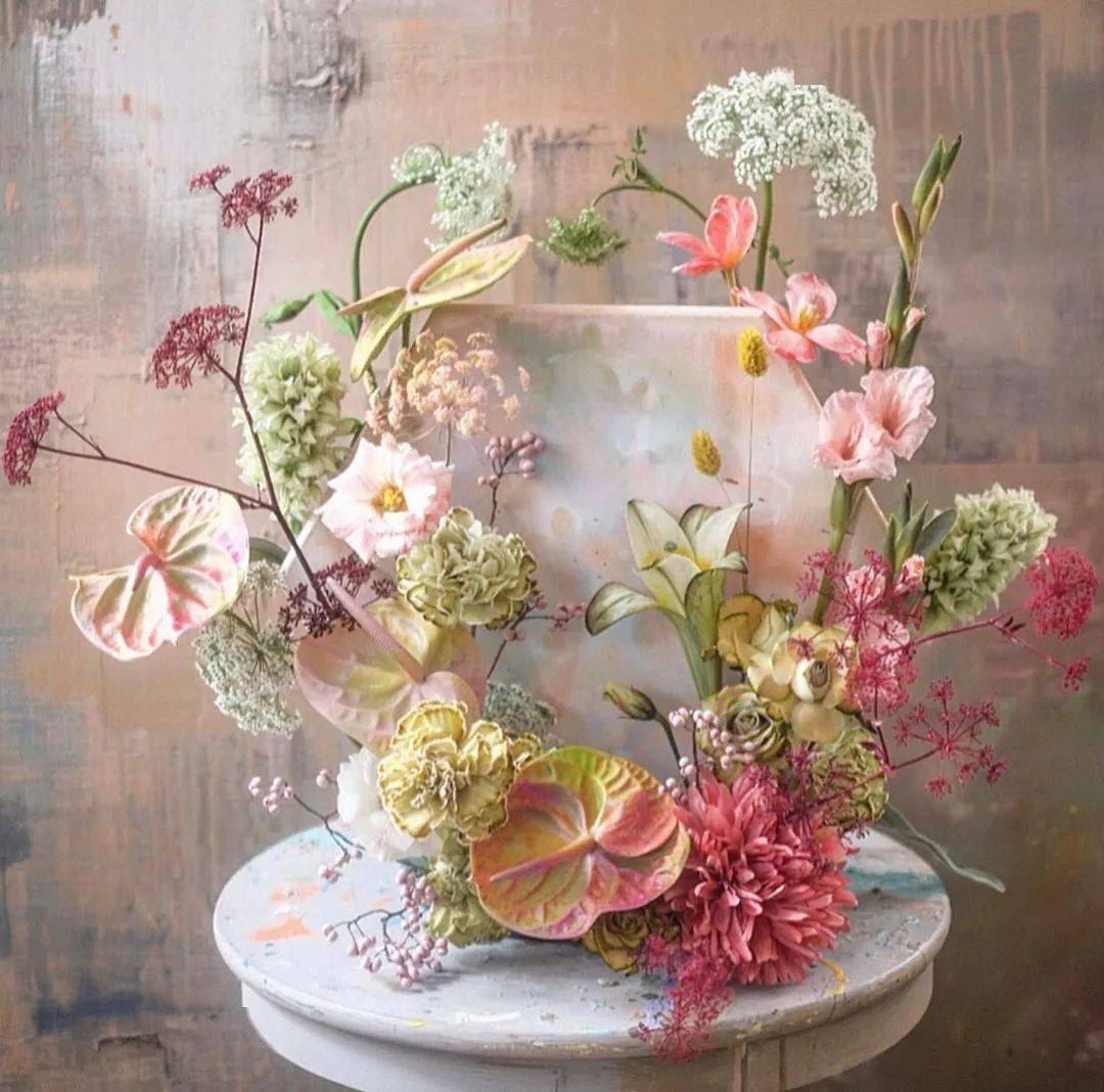 韩式花艺与油画结合的唯美花艺