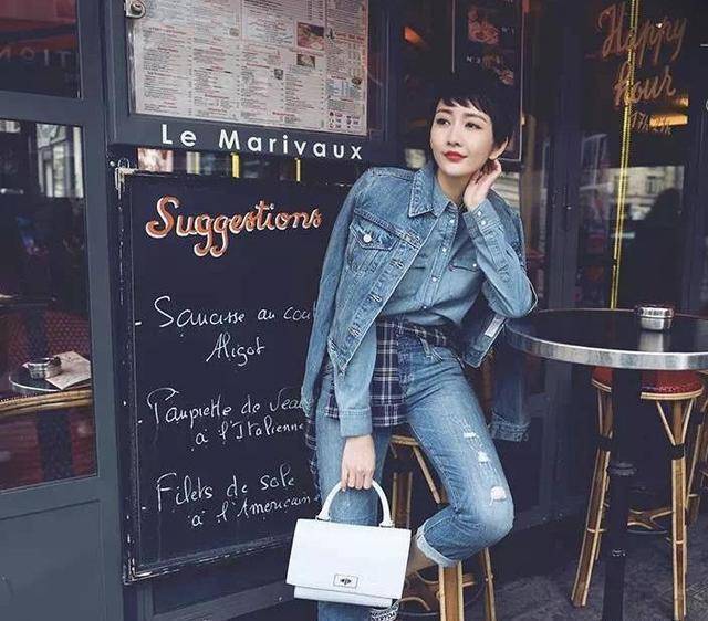 王鸥终于剪掉10年长发,一身牛仔造型配短发a爆,看了都想剪