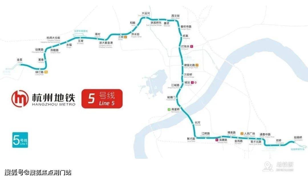 杭州地铁5号线路线图地铁5号线是杭州地铁的换乘之王,也是产业