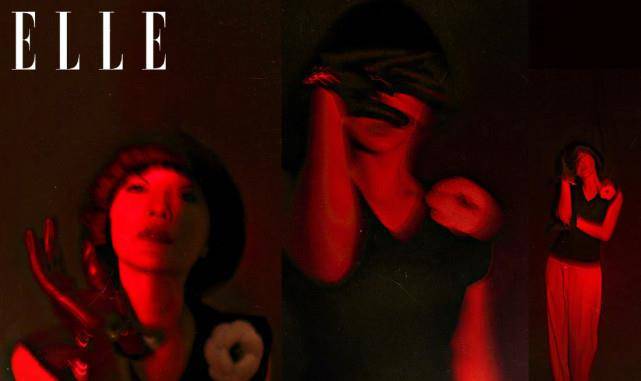 周迅拍摄红色时尚大片红发红唇演绎复古摩登风格百变又酷又美