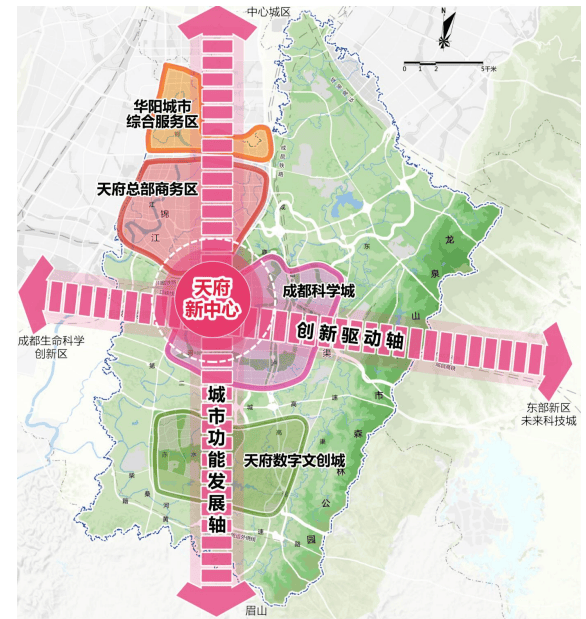 国家级战略新区 成都未来城市新中心:根据官方发布的《直管区总体规划