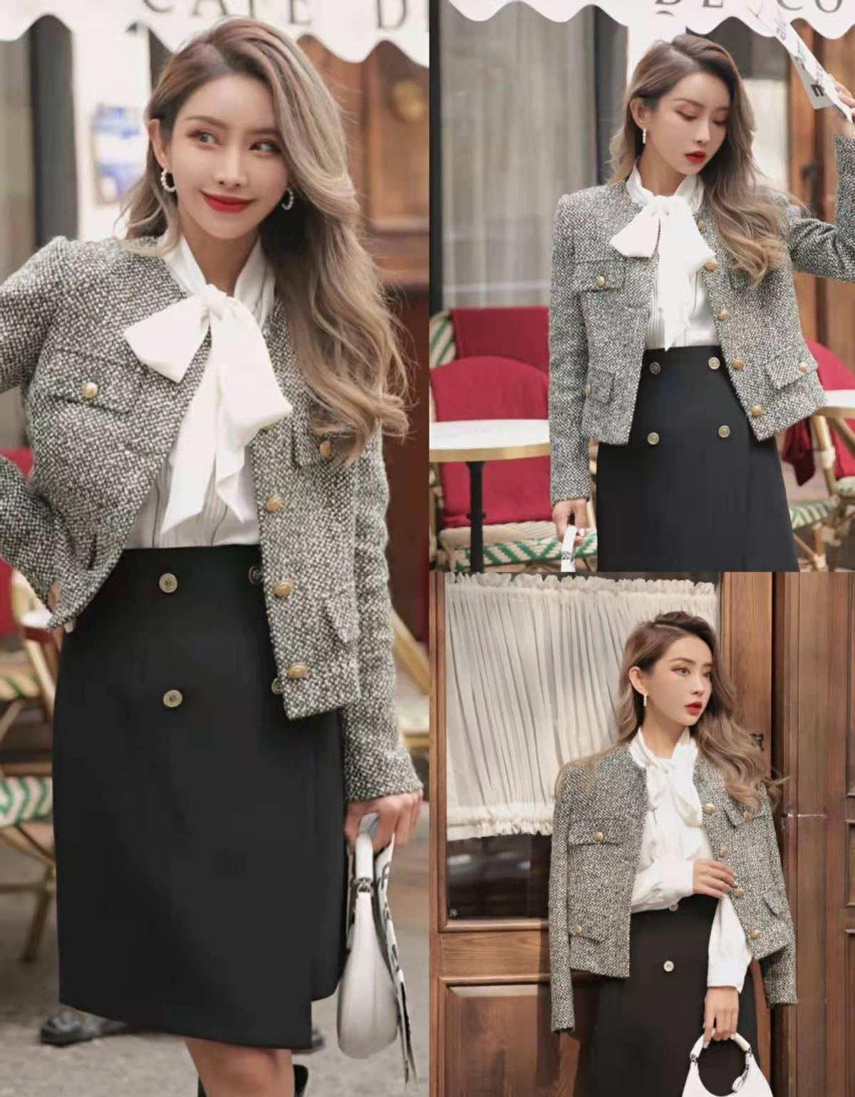 原创小香风外套白衬衫请锁死春季搭配这些下装时髦优雅大气