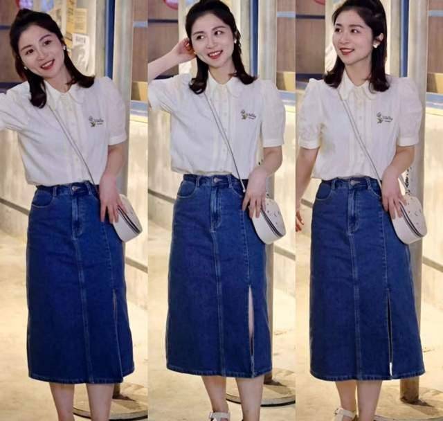 原创夏季穿白衬衫半身裙美得很女生出门照这样搭时尚又减龄
