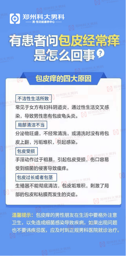 包茎手淫动作过于粗暴,引起包皮受损,伤口容易受到细菌的侵害导致瘙痒