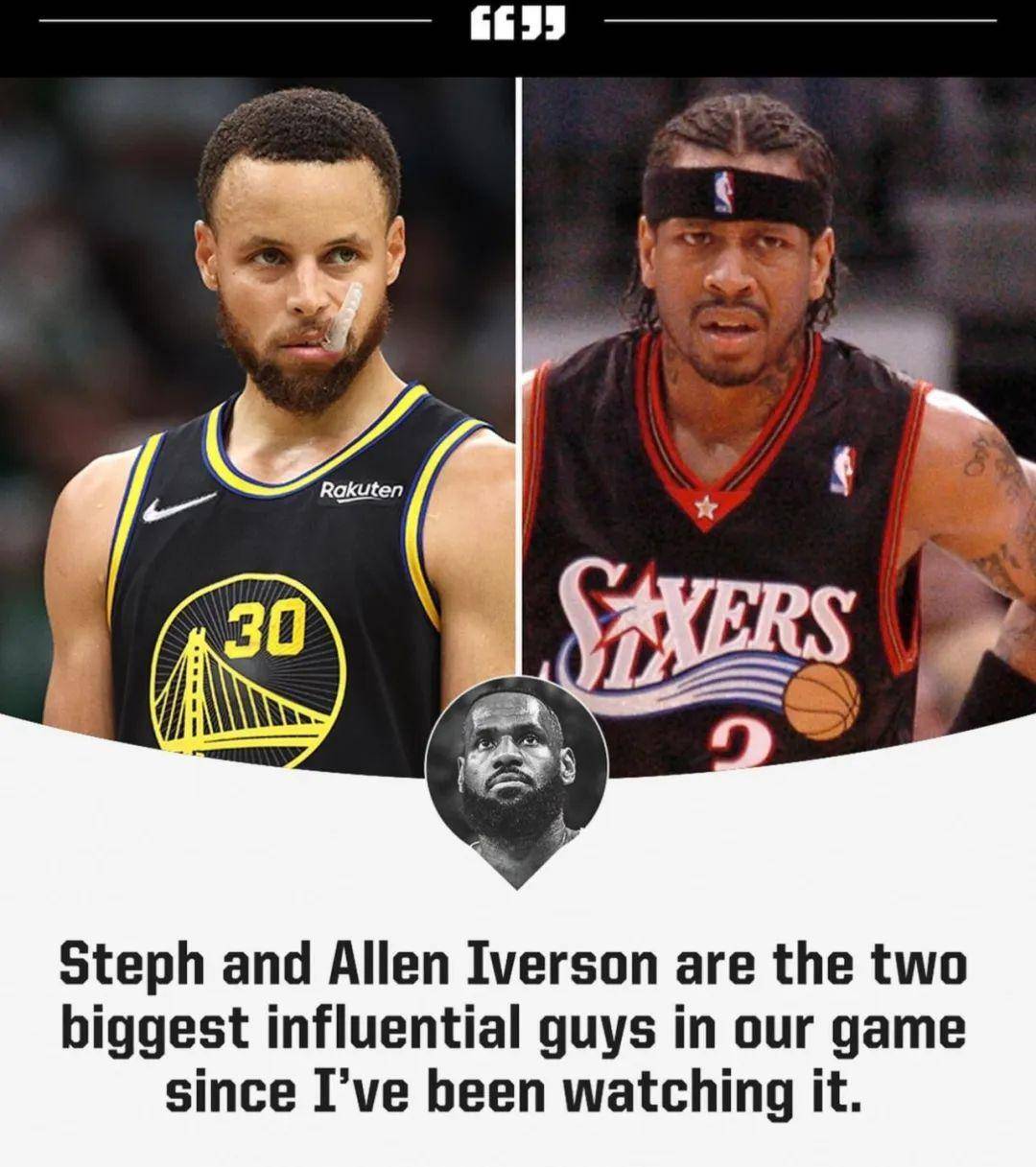 詹姆斯透露,他之所以有纹身,是因为阿伦·艾弗森.