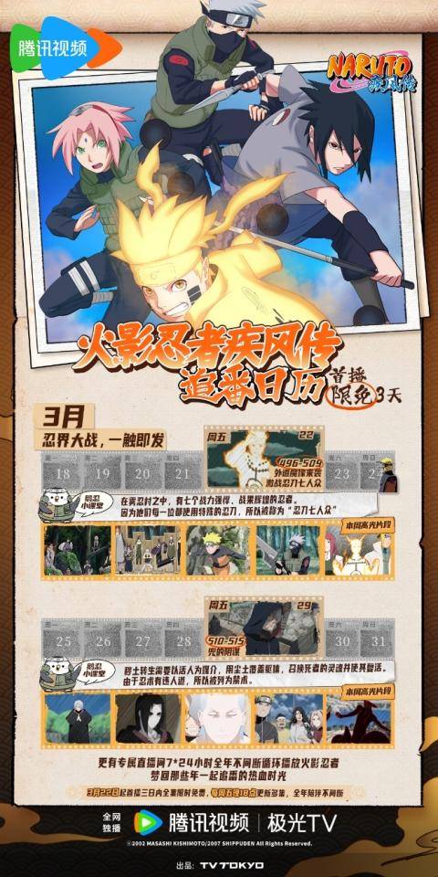 二十二载热血与激情重燃3月22日相约腾讯视频火影忍者疾风传