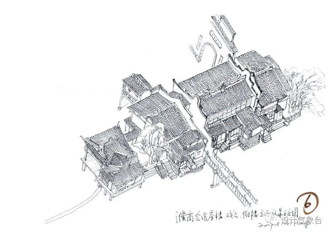 濮院古镇总设计师陈向宏设计手稿因此,古镇在业态规划上积极引进