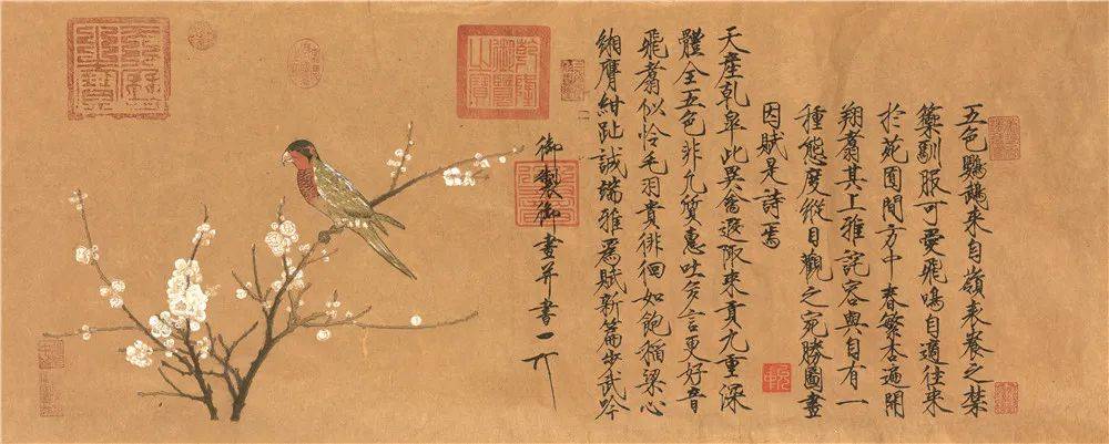 黄居寀《竹石锦鸡图》4 黄居寀《山鹧棘雀图》3 黄筌《苹婆山鸟图》2