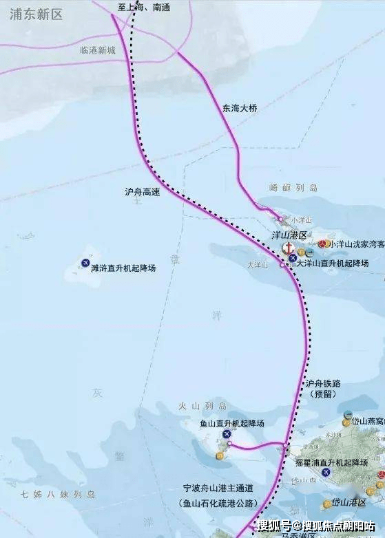 沪舟甬跨海大通道,整合高速公路,高铁等线路,从上海临港经大洋山,经