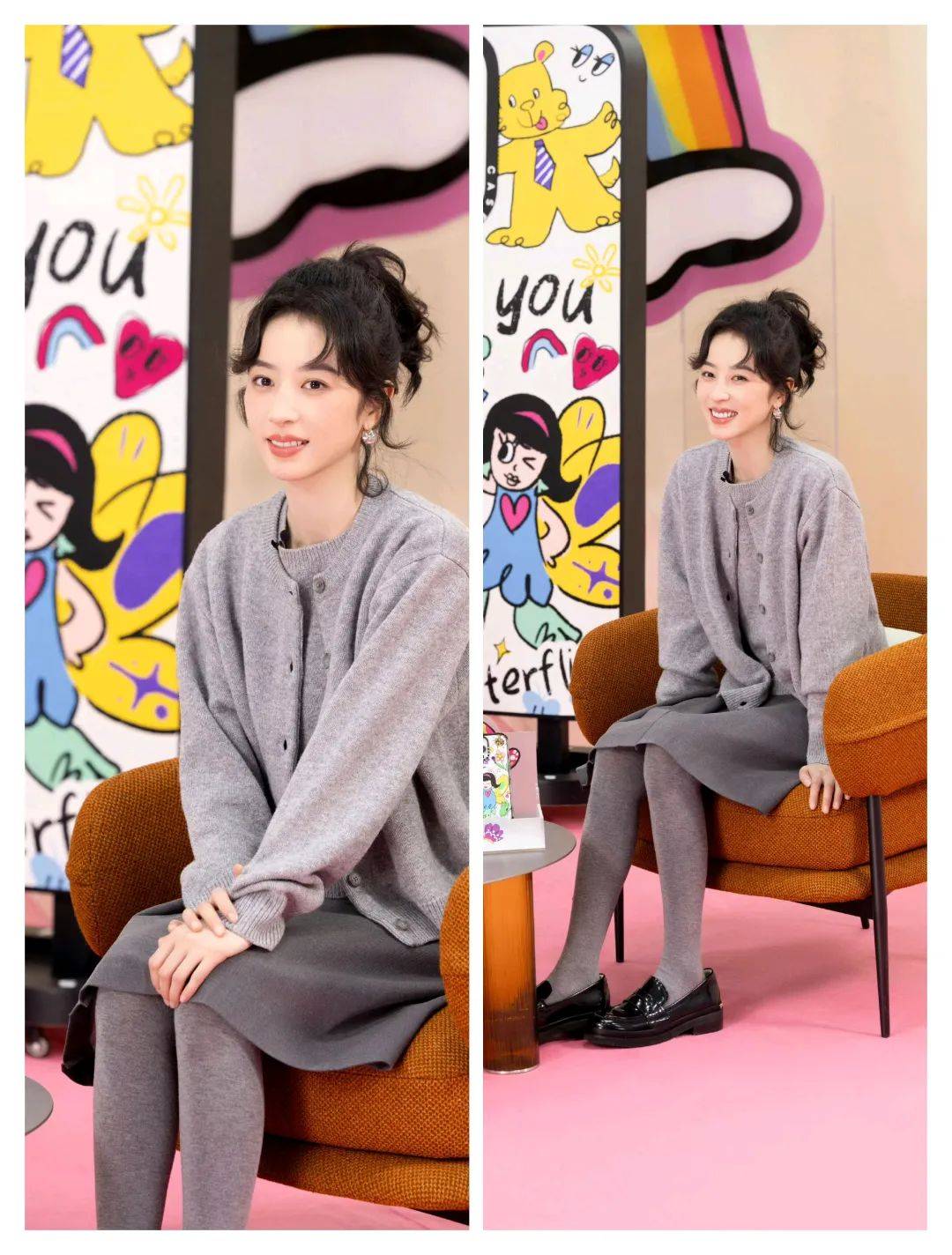 周雨彤的三套穿搭,利落裤装,经典格纹,休闲针织,简约也时尚